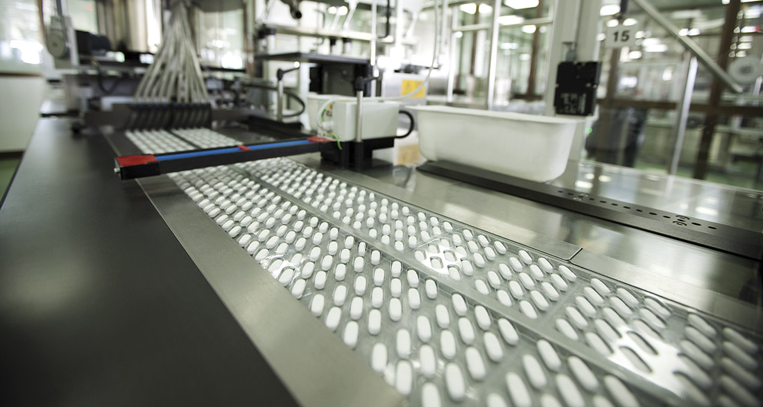 Ленточный конвейер медикаментов и лекарств
